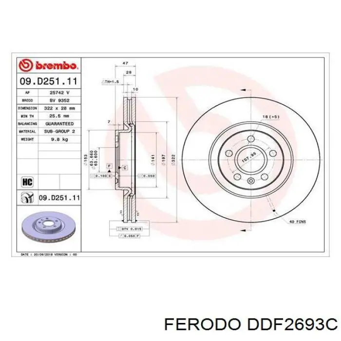 Купити DDF2693C Ferodo Ротор гальмівний