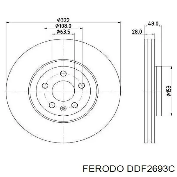 DDF2693C Ferodo Гальмо дискове переднє