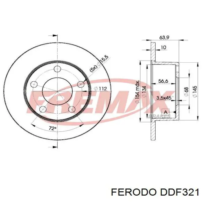 Купити DDF321 Ferodo Диск заднього гальма