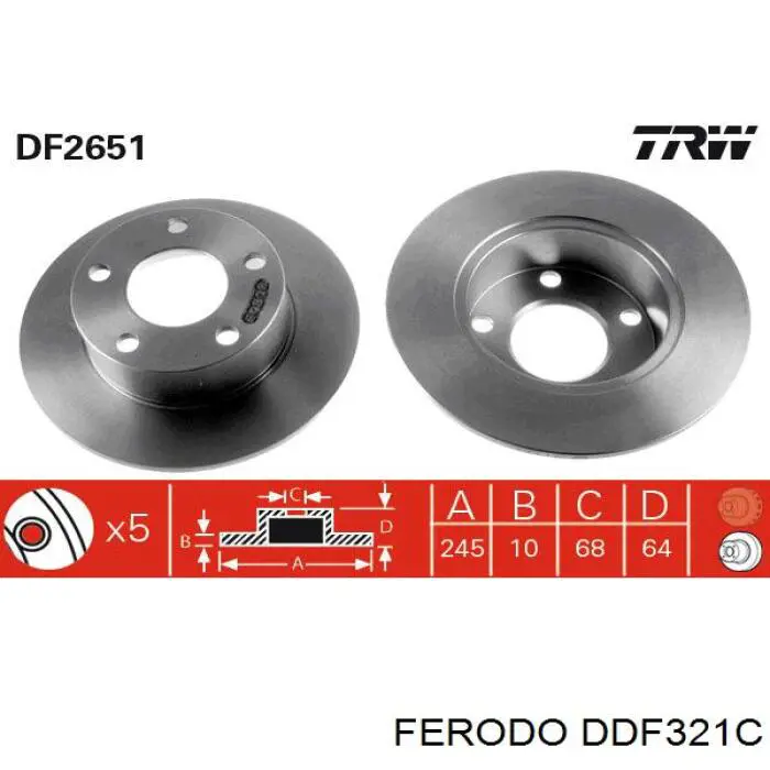 DDF321C Ferodo диск гальмівний задній