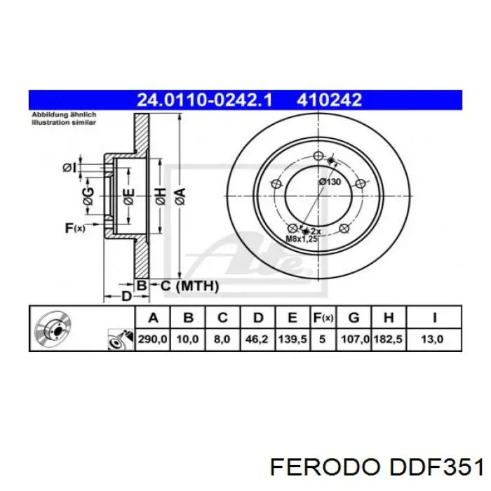 DDF351 Ferodo диск гальмівний передній