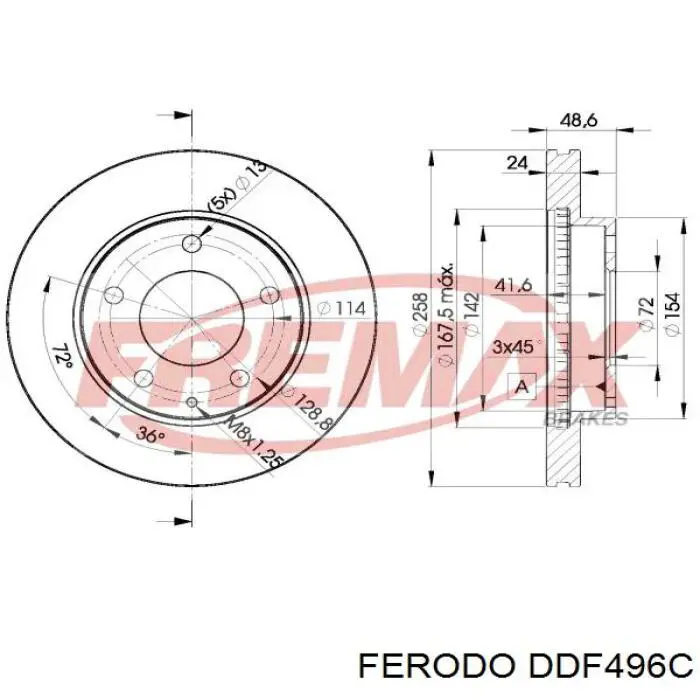 Гальмівні диски передні DDF496C Ferodo