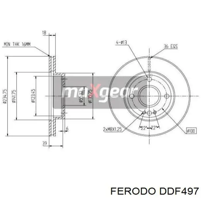 Диск переднього гальма Ferodo DDF497 ціна, від 25.55 USD
