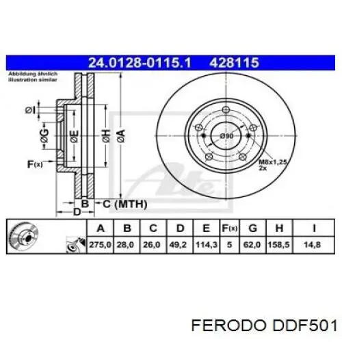 Гальмівні диски передні DDF501 Ferodo