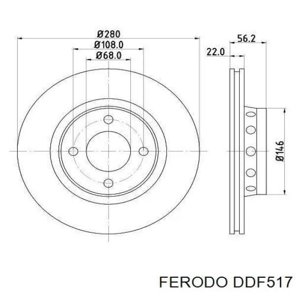 DDF517 Ferodo диск гальмівний передній