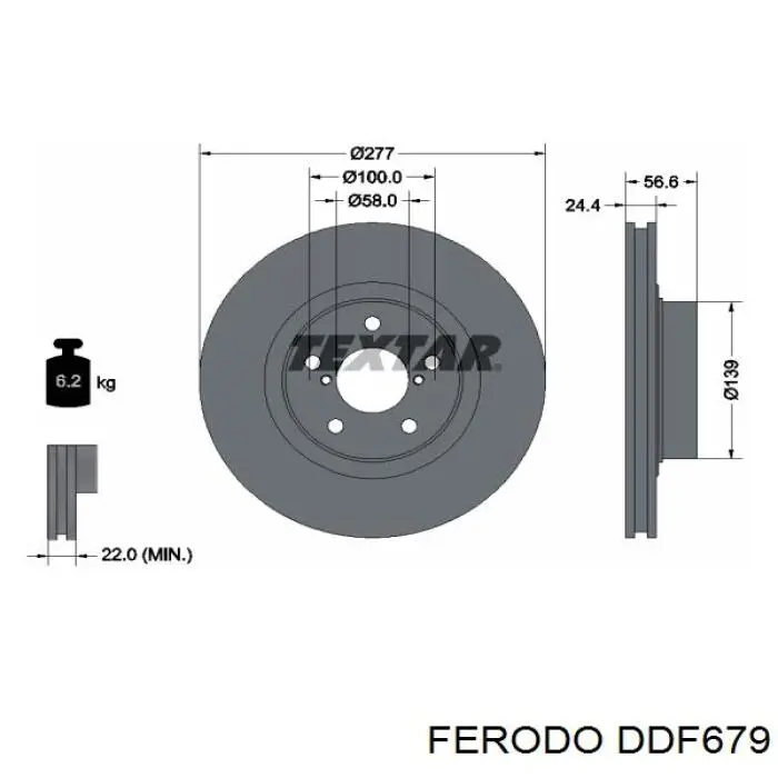 DDF679 Ferodo диск гальмівний передній