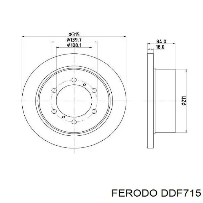 Купити DDF715 Ferodo Диск заднього гальма