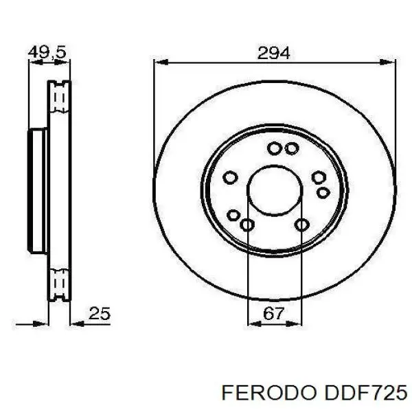 DDF725 Ferodo диск гальмівний передній