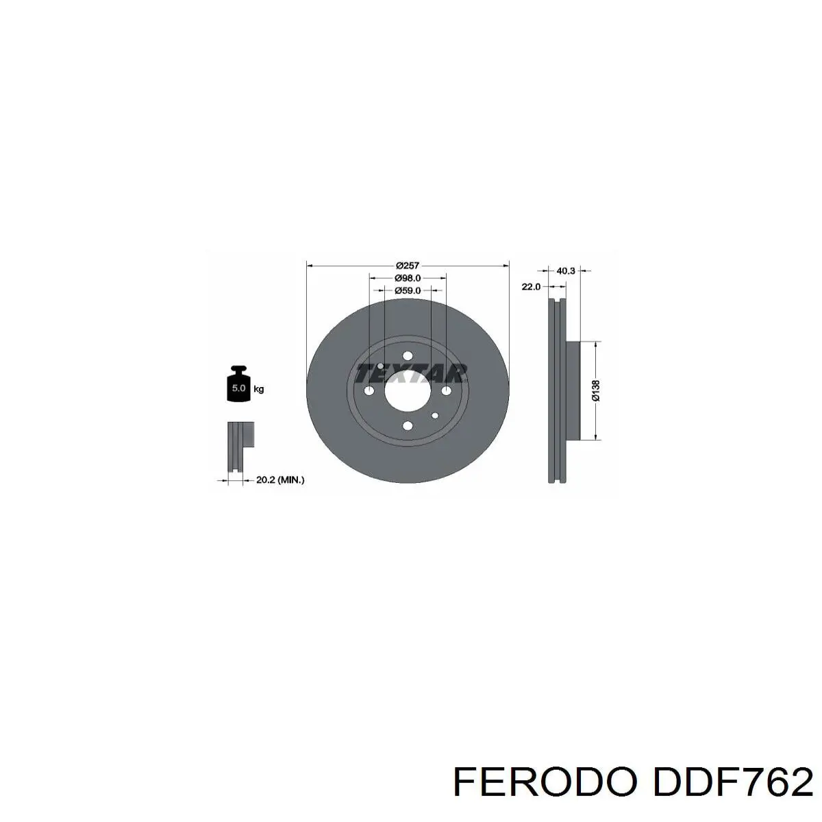 DDF762 Ferodo Гальмо дискове переднє