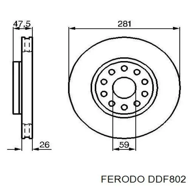 DDF802 Ferodo диск гальмівний передній