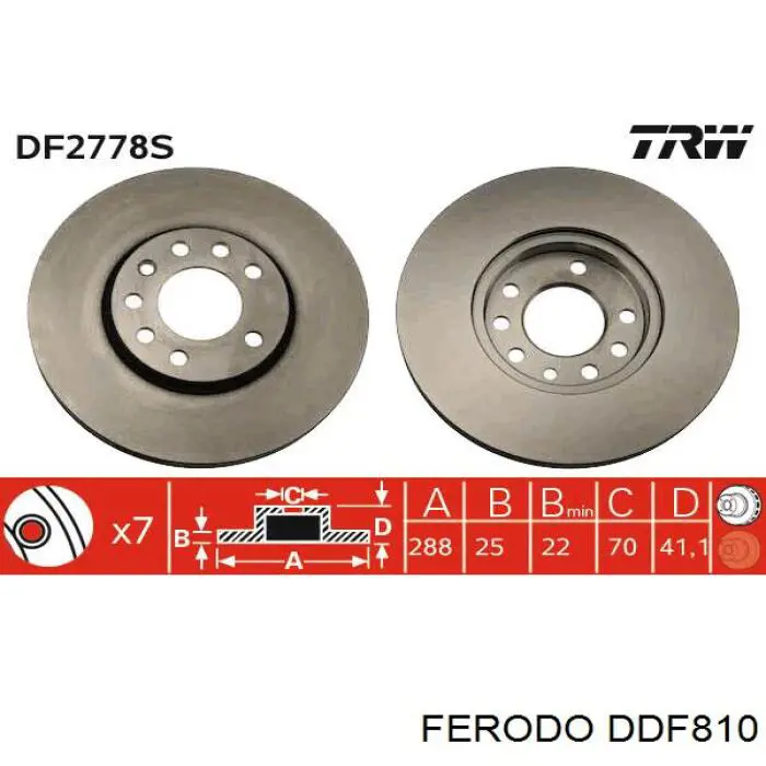 Диск переднього гальма Ferodo DDF810 ціна, від 44.05 USD