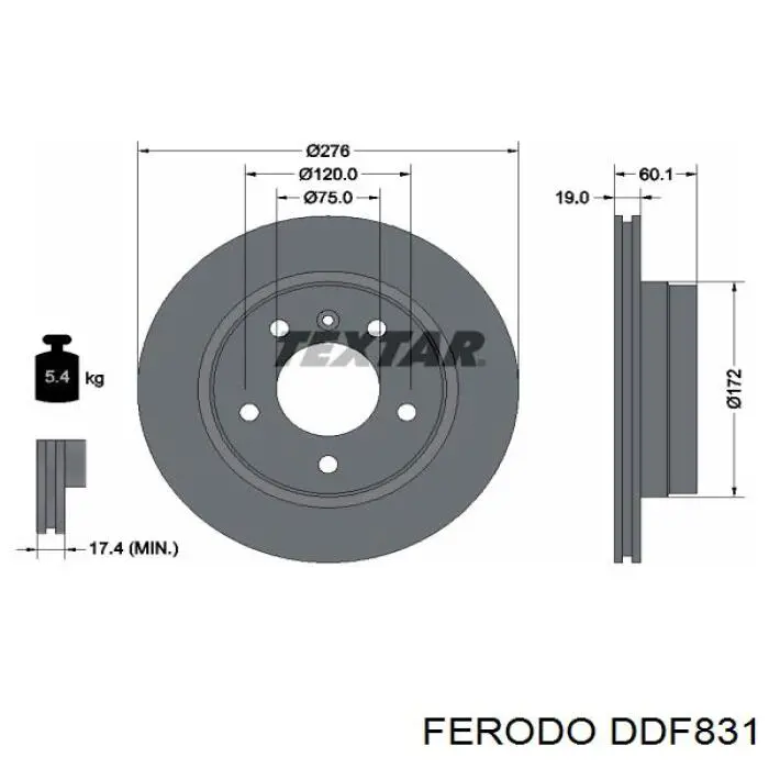 Купити DDF831 Ferodo Диск заднього гальма