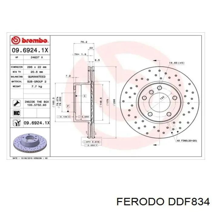 DDF834 Ferodo диск гальмівний передній