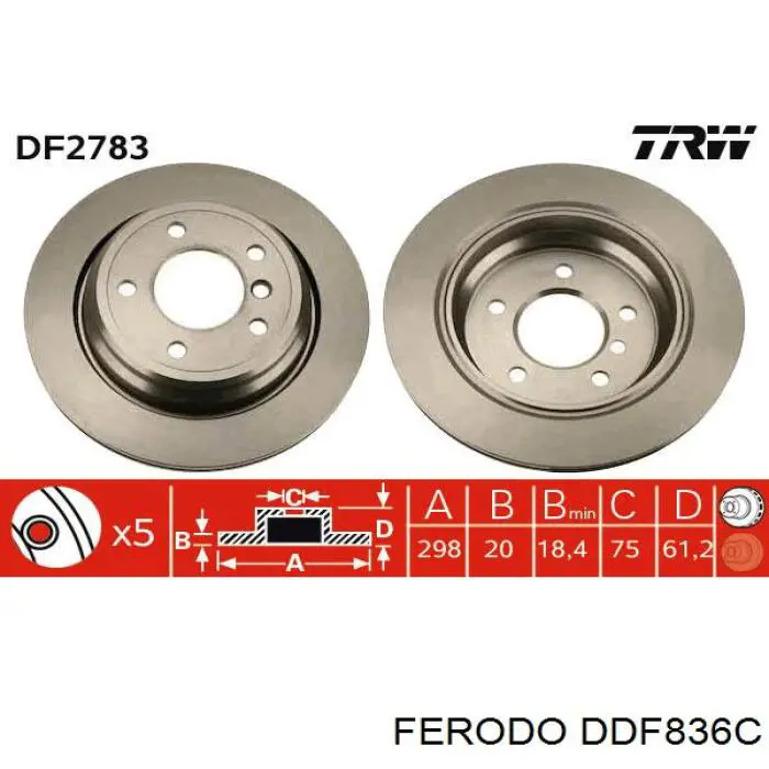 Диск гальмівний задній Ferodo DDF836C