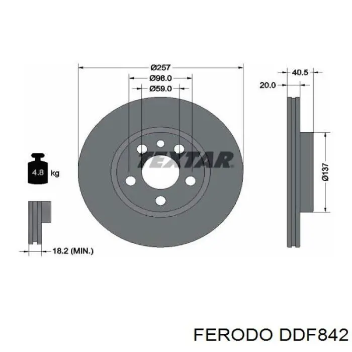 Купити DDF842 Ferodo Ротор гальмівний