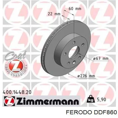 Диск гальмівний передній Ferodo DDF860