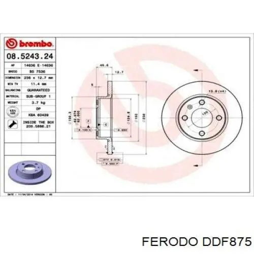 Гальмівні диски передні DDF875 Ferodo