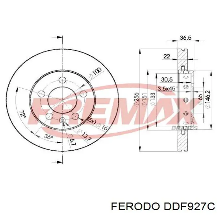 Гальмівні диски передні DDF927C Ferodo