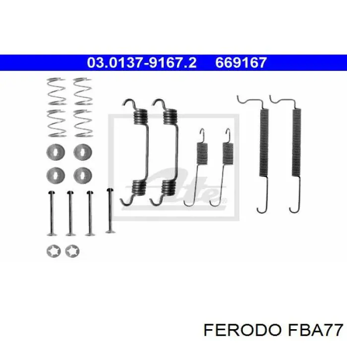 FBA77 Ferodo монтажний комплект задніх барабанних колодок
