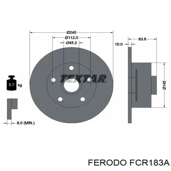 Купити FCR183A Ferodo Ротор гальмівний