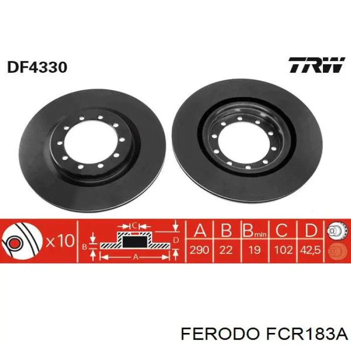 Диск гальмівний передній FCR183A Ferodo