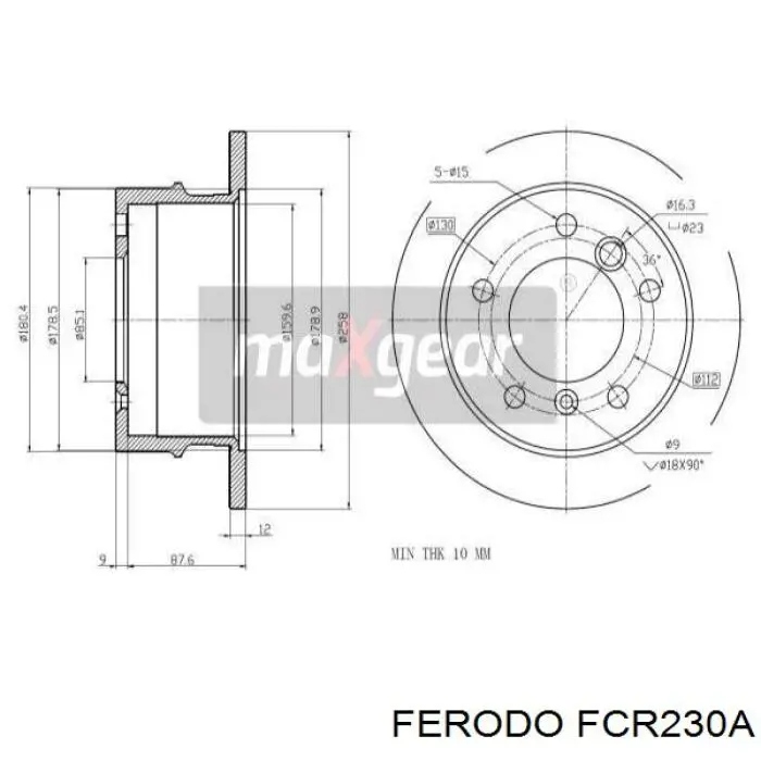 FCR230A Ferodo диск гальмівний задній