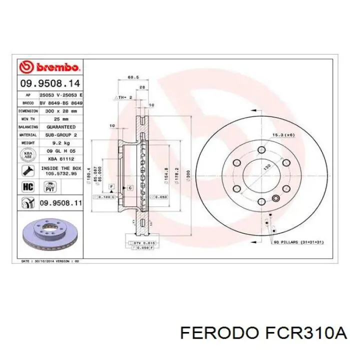 Диск гальмівний передній Ferodo FCR310A