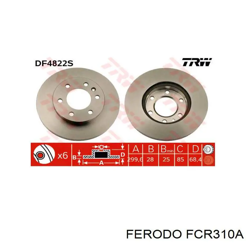 Диск переднього гальма Ferodo FCR310A ціна, від 54.21 USD
