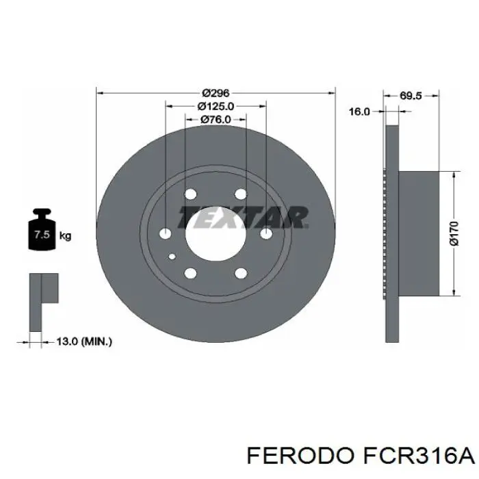 Купити FCR316A Ferodo Диск заднього гальма