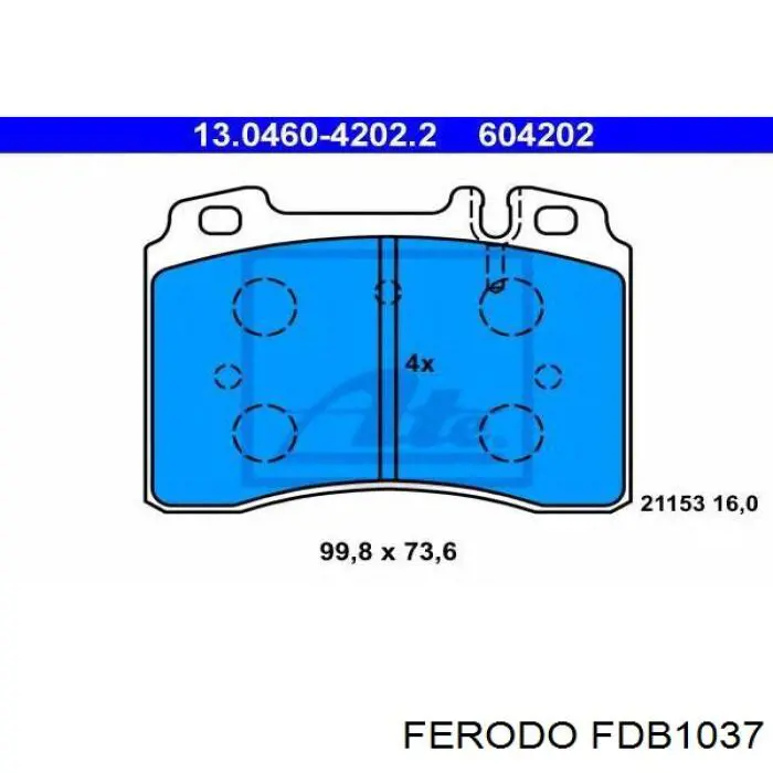 Колодки гальмівні передні, дискові FDB1037 Ferodo