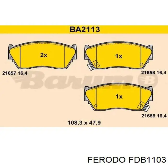 FDB1103 Ferodo колодки гальмівні передні, дискові