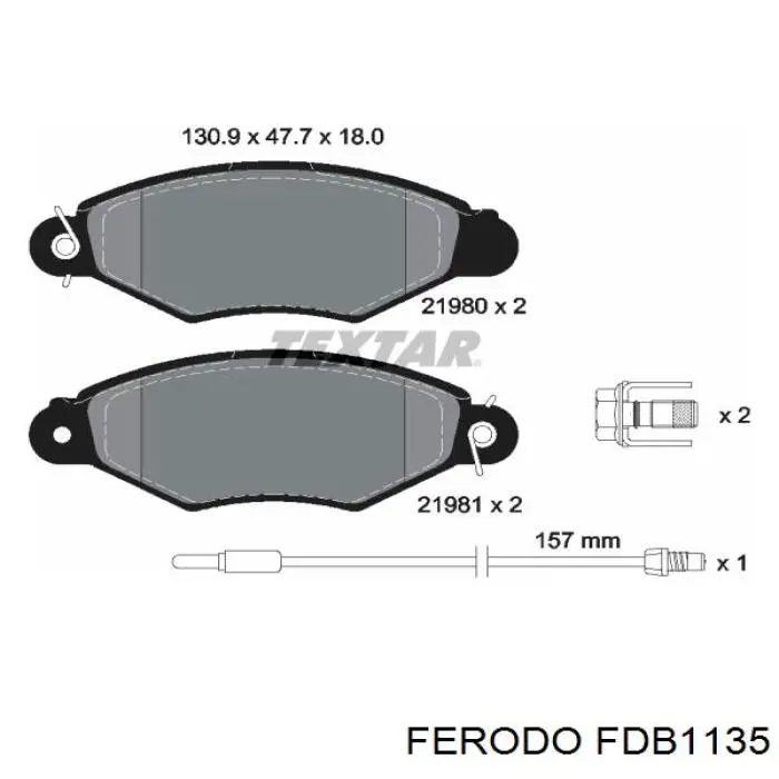 FDB1135 Ferodo колодки гальмівні передні, дискові