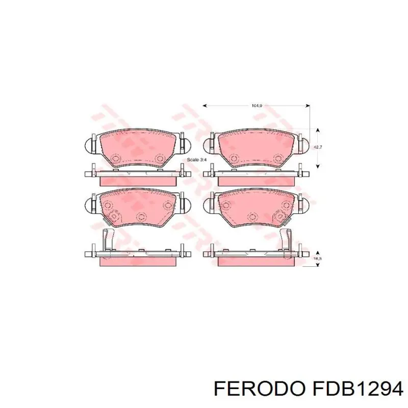 Задні гальмівні колодки Ferodo FDB1294 ціна, від 16.91 USD