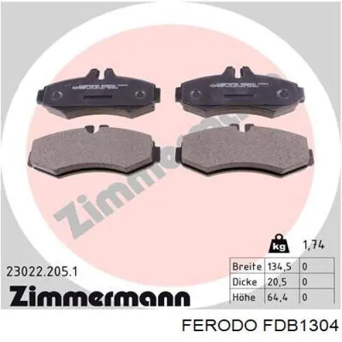 Передні тормозні колодки FDB1304 Ferodo