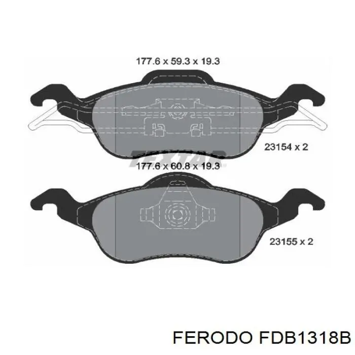 Колодки гальмівні передні, дискові FDB1318B Ferodo