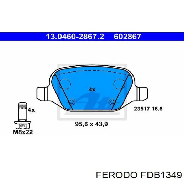 Задні гальмівні колодки Ferodo FDB1349 ціна, від 23.37 USD