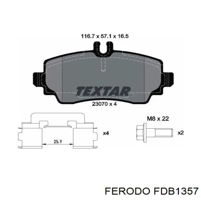 FDB1357 Ferodo Передні гальмівні колодки