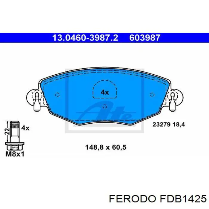 Гальмівні колодки Ferodo FDB1425 ціна, від 23.99 USD