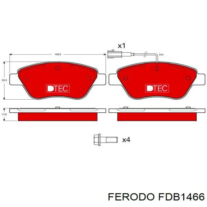 Купити FDB1466 Ferodo Колодки гальмівні передні, дискові
