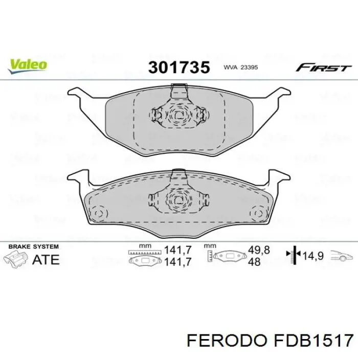 FDB1517 Ferodo колодки гальмівні передні, дискові