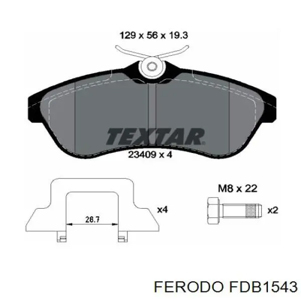 FDB1543 Ferodo колодки гальмівні передні, дискові