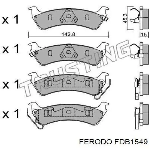 Задні гальмівні колодки Ferodo FDB1549 ціна, від 26.53 USD