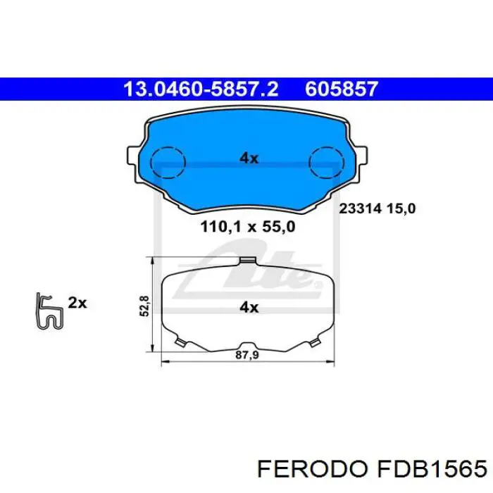 Гальмівні колодки Ferodo FDB1565 ціна, від 25.34 USD