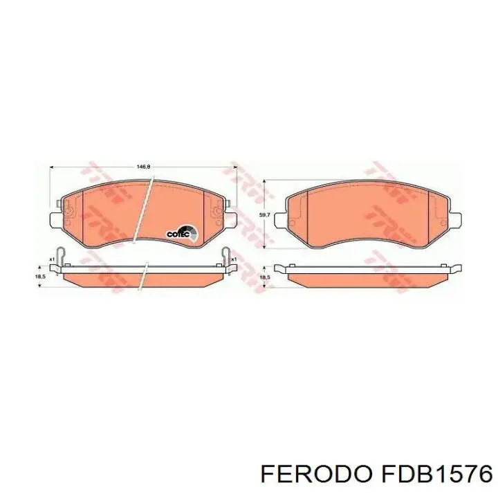 Передні тормозні колодки FDB1576 Ferodo
