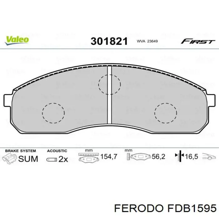 FDB1595 Ferodo колодки гальмівні передні, дискові