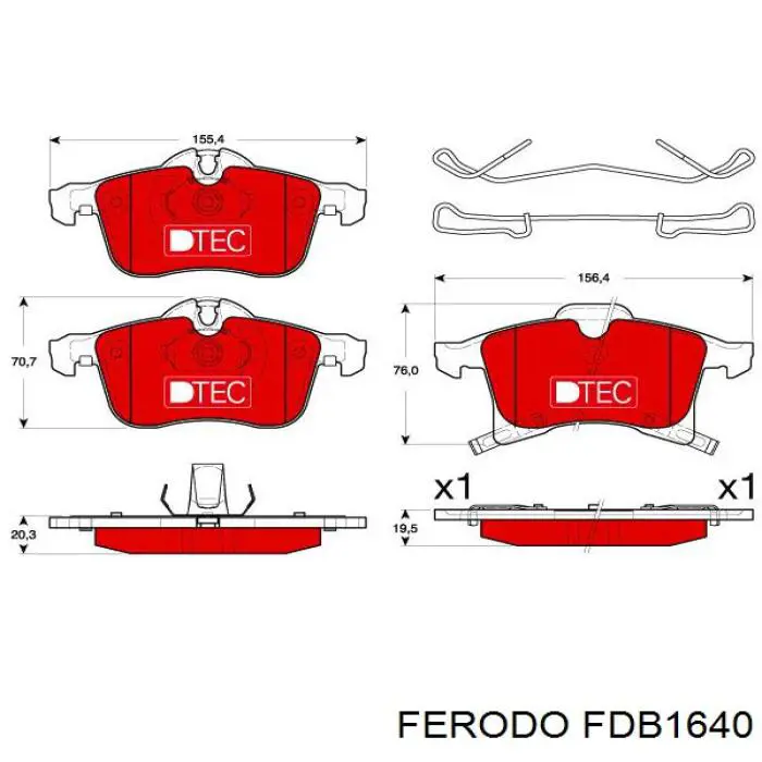 Передні тормозні колодки FDB1640 Ferodo