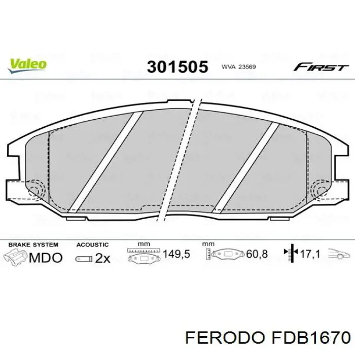 Гальмівні колодки Ferodo FDB1670 ціна, від 26.52 USD