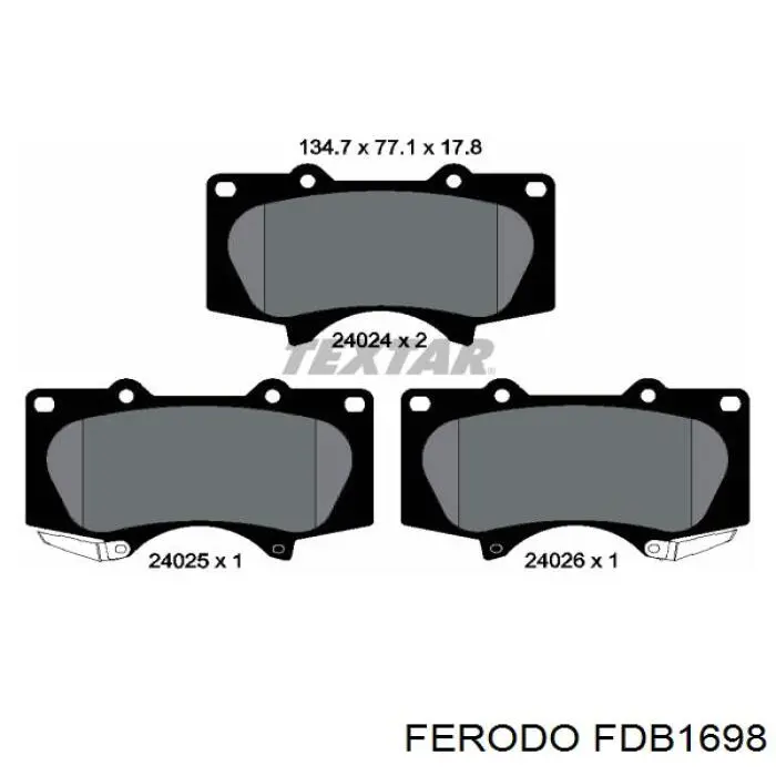 Гальмівні колодки Ferodo FDB1698 ціна, від 36.82 USD