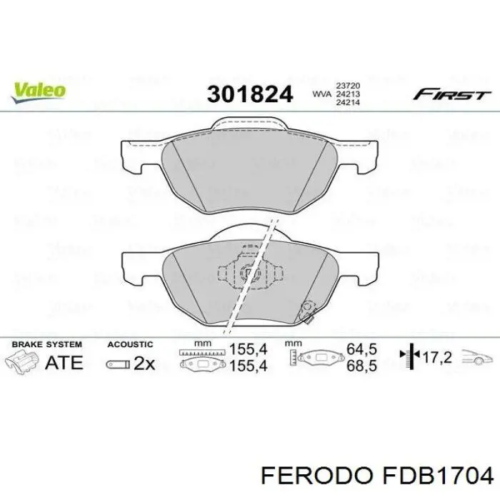 FDB1704 Ferodo Передні гальмівні колодки