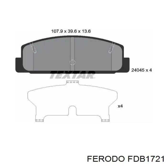 Задні гальмівні колодки Ferodo FDB1721 ціна, від 19.62 USD